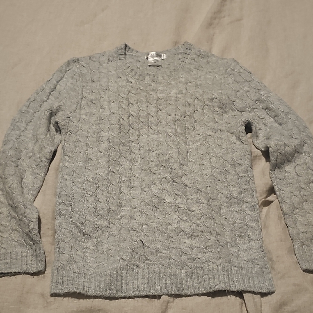 Womens Gray Cable Knit Sweater
